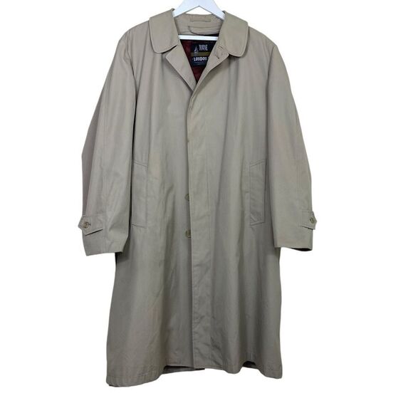 London Fog Towne 46R Khaki trench coat w/ removable fleece lining - Picture 3 of 9